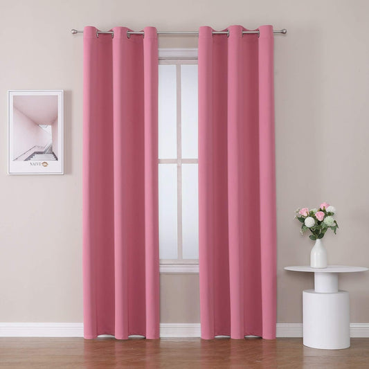 ChrisDowa Blackout Curtains 78 inches Long for Bedroom - 2 Panels Set Grommet Thermal Insulated Room Darkening Curtains for Living Room (Pink, 42 x 78 Inch)