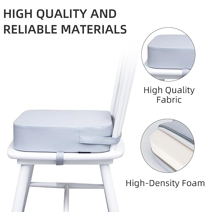 Toddler Booster Seat for Dining Table, Portable Kids Booster Seat with Safety Buckles Portable Increasing Booster Cushion with Non-Slip Bottom (Light Gray)
