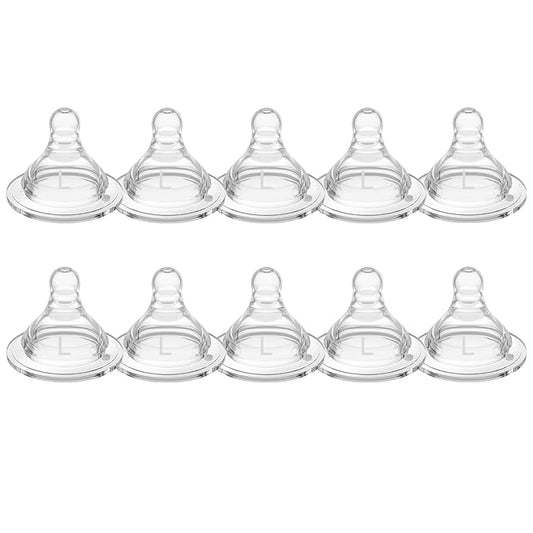 Silicone Replacement Nipple, Fast Flow Nipples for Wide Neck Bottles, 6+ Months, 10 Count