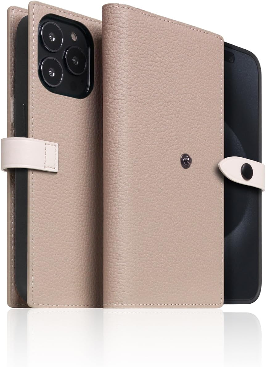 D8 Edition Full Grain Leather Wallet Case for iPhone 15 Pro - [2-in-1] Handcrafted Detachable Diary Style with Magnetic MagSafe Back Cover and Snap Closure, Gift Box Included (Light Cream)