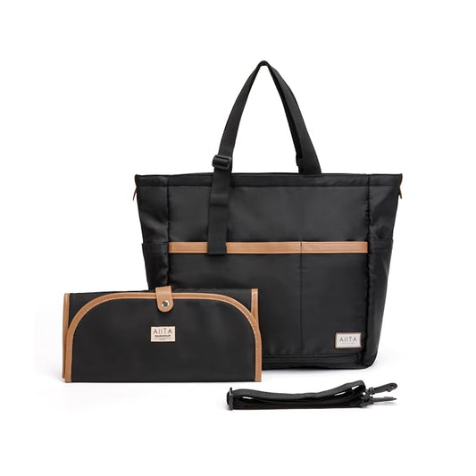 Diaper Bag Tote,Baby Diaper Bags,Convertible Diaper Bag Backpack,Crossbody Tote Bag for Women,Stylish Shoulder Bag with Changing Pad,Baby Registry, Work Tote,Travel Gym Bag,Black