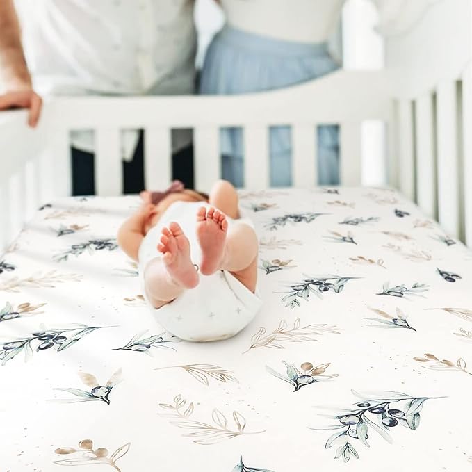 Pack n Play Sheets Fitted 2 Pack, Stretchy Ultra Soft Jersey Knit Pack and Play Sheets, Universal Fitted Portable/Mini Crib Mattresses Snug and Safe, Oliver Flora for Boy and Girl