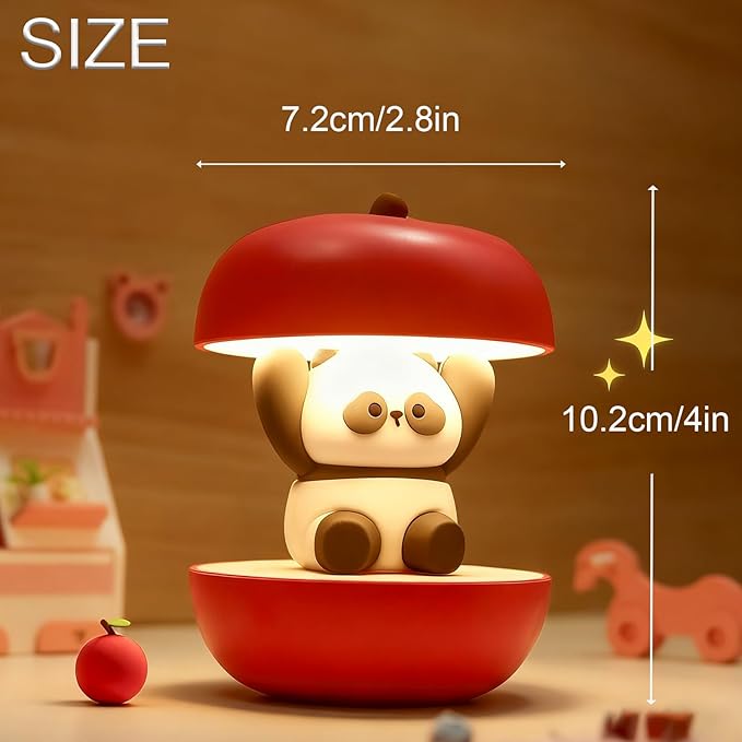 Cute Panda Night Light, LED Squishy Novelty Animal Night Lamp, 3 Level Dimmable Nursery Touch Kawaii Lamp, Birthday Christmas Gifts (USB Rechargeable)