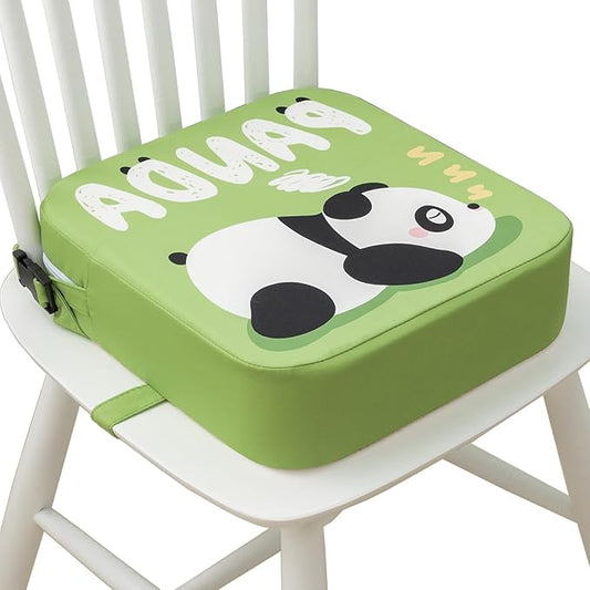 Toddler Booster Seat for Dining Table, Portable Kids Booster Seat with Safety Buckles Portable Increasing Booster Cushion with Non-Slip Bottom (Green Panda)