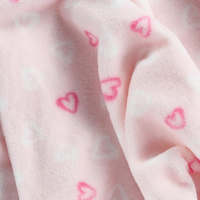 CREVENT 30''X40'' Lightweight Cozy Plush Fluffy Warm Fleece Baby Blanket for Girl Infant Toddler Crib Cot Stroller - Pink Heart
