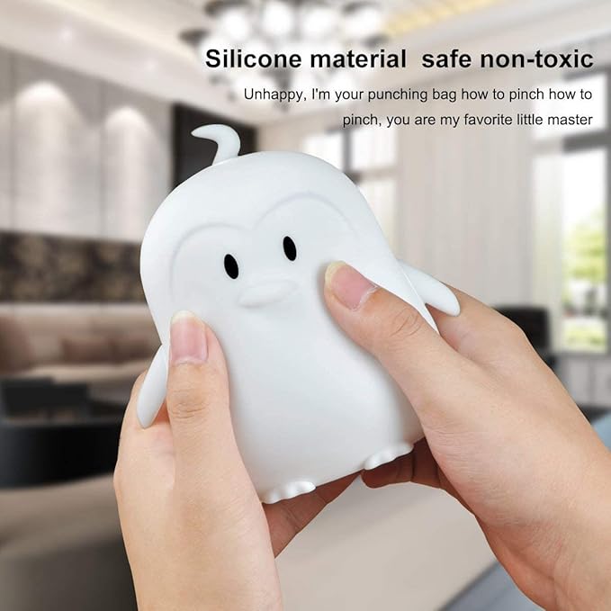 Big Size Night Light, Portable Silicone Bedside Lamp, Multicolor Light with Remote Control, USB Rechargeable led Light for Kids/Baby Bedroom/Adults/Children/Gift - Large Penguin