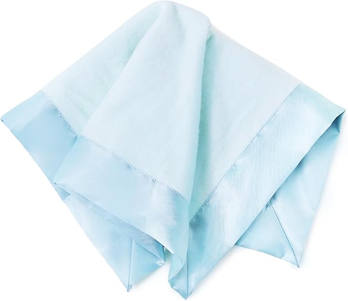 Ultra-Soft Lovey Security Blanket - Baby Essentials, Newborn Essentials, Ultra-Soft Fleece Baby Blanket with Satin Trim – 16" x 16" - Blue