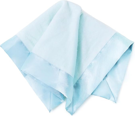 Ultra-Soft Lovey Security Blanket - Baby Essentials, Newborn Essentials, Ultra-Soft Fleece Baby Blanket with Satin Trim – 16" x 16" - Blue