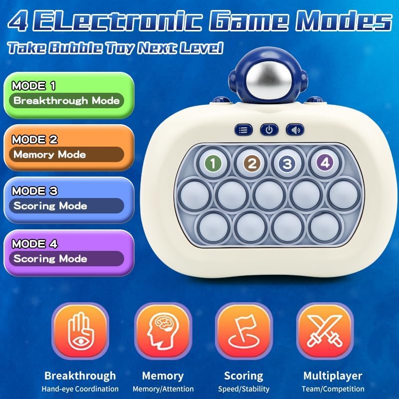 Fast Push Game | Light Up Fidget Toy | 2024 Upgraded Fast Push Game Pop Fidget Toys for Kids, Educational and Memory Growth | Speed Push Pop Game, Push Game Fidget Toy by AVBVCV(Astronaut)