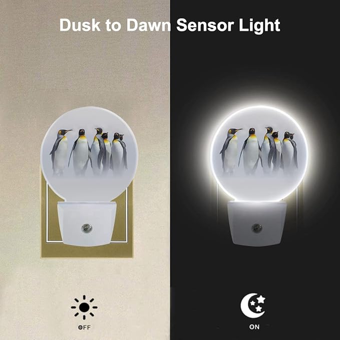 EKOBLA Cute Penguin Night Lights Plug into Wall South Pole Animal Ice Plug-in Nightlights Home Auto Sensor LED Dusk to Dawn Light for Bedroom Bathroom Kitchen Corridor