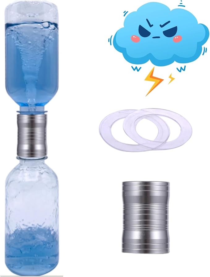 Tornado Maker, Weather Toys, Ultra-Light Aluminum Connecting Tube, Including 2 Empty Bottles, Watertight Tornado Toy, Suitable for Kids' Science Experiments (Silvery)