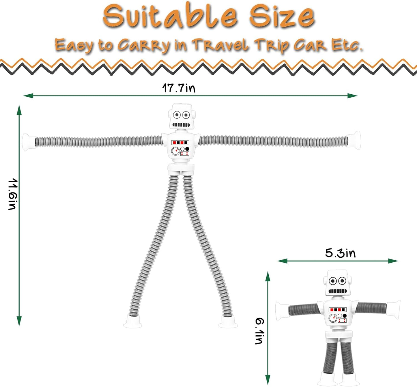 4PCS Telescopic Robot Suction Cup Toy, Shape Changing Tube Fidget Toys, Travel Toys Gift Easter Basket Stocking Stuffer for Kids