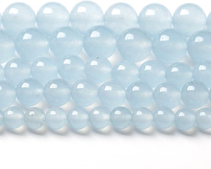 12MM 32PCS Natural Stone Light Blue Chalcedony Loose Beads for Jewelry Making DIY Bracelet Necklace