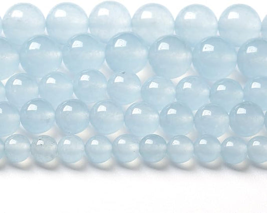 10MM 36PCS Natural Stone Light Blue Chalcedony Loose Beads for Jewelry Making DIY Bracelet Necklace…