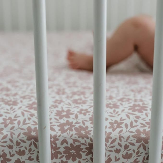 Crib Sheets Neutral - Fitted Baby Crib Sheets Bed for Girl Boy - 2 Pack Standard & Toddler Mattress (Antique Rose) - Buttery Soft Organic Cotton Blend