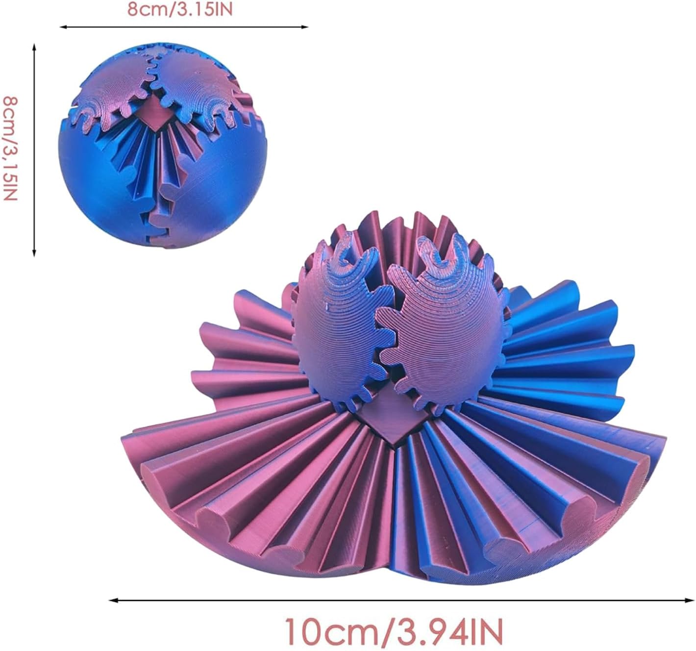 Gear Ball, 3D Printed Gear Ball, 2024 New Gear Ball, Gear Ball Fidget Toy, Activity Gear Ball for Adults, Relaxing fidget Toy (purple)