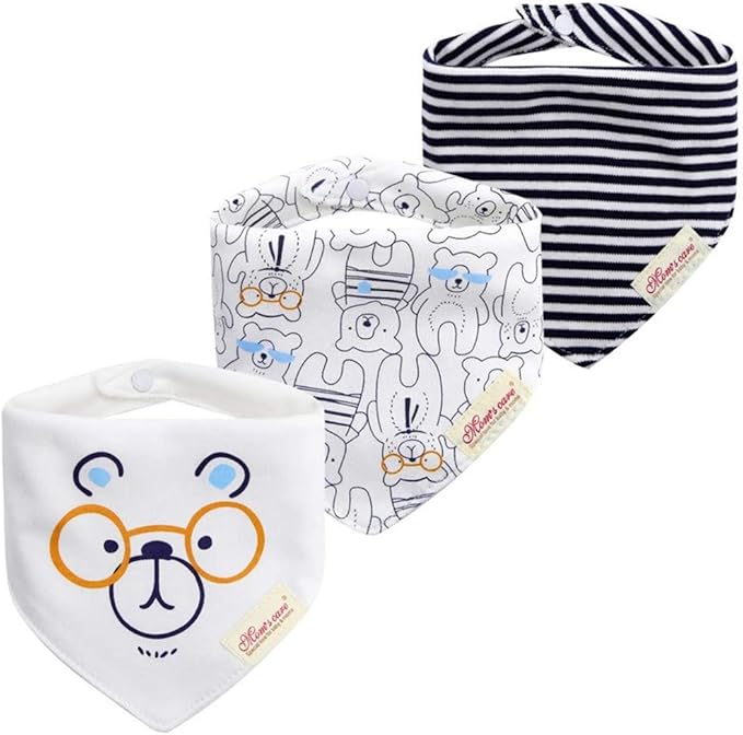 JN&LULU 3 Pack Newborn Baby Bibs Bandana Drool Bibs for Drooling Cotton Baby Gifts
