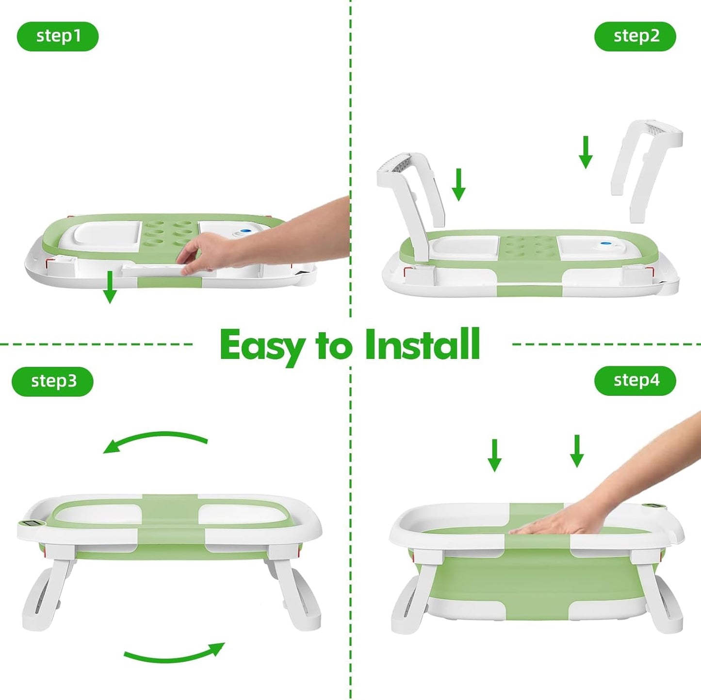 Collapsible Baby Bathtub,Baby Bath Tub with Soft Cushion & Thermometer,Baby Bathtub Newborn to Toddler 0-36 Months,Portable Travel Baby Tub