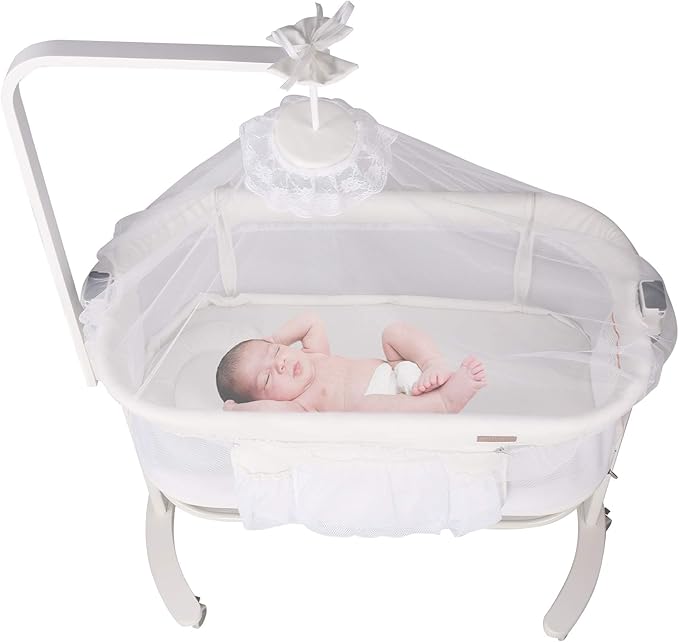 COLOR TREE Baby Bassinet Bedside Sleeper Bedside Crib with 6 Wheels, Mosquito Net, Comfy Mattress for Newborn Baby/Infant, Portable