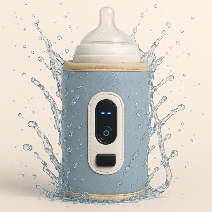 Travel Baby Bottle Warmer with USB – Digital Display, Adjustable Heating, Insulated Portable Sleeve for Warming Milk, Formula & More – Great for Car Trips, Strollers & On-The-Go Feeding
