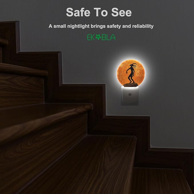 EKOBLA Orange Night Light -0.5W Dusk to Dawn Energy Efficient LED Plug-in Nightlights with Auto Sensor, Soft Glow for Nursery & Bathroom (Image of Native American Cultural Gods)