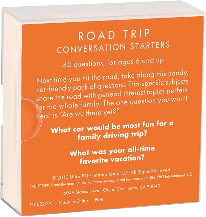 TableTopics Road Trip to Go Conversation Cards for Families, 40 Questions for Fun & Connection with Kids in The Car, During Travel, & Game Night, Roadtrip Essential