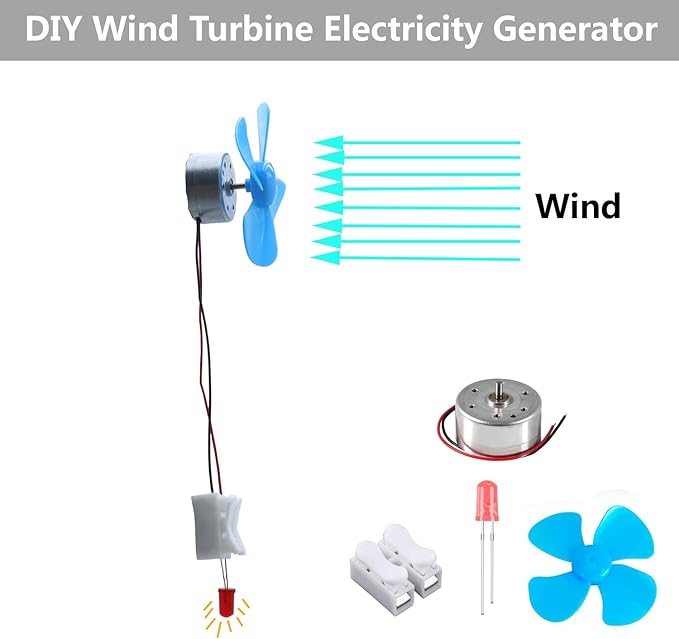 Science STEM Project for Kids Ages 6 8 10 12 Years Boys Girls,Physics Experiment Kit Energy Conversion School Educational Set Mini Generator Motors DIY Wind Turbine Hand Cranked Power Generator