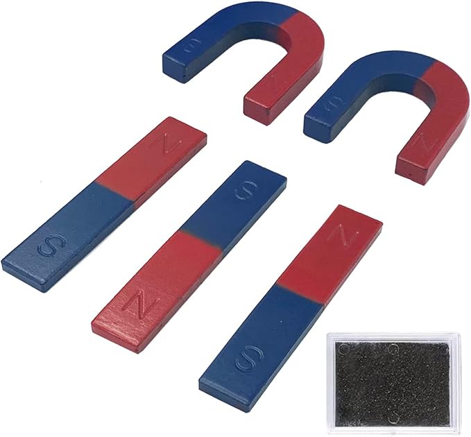 Physics Science Kids Magnet Kit for Education Experiment School Home,Including Educational Bar Magnets/Horseshoe Magnets/Magnetic Powder for Kids Students Teachers