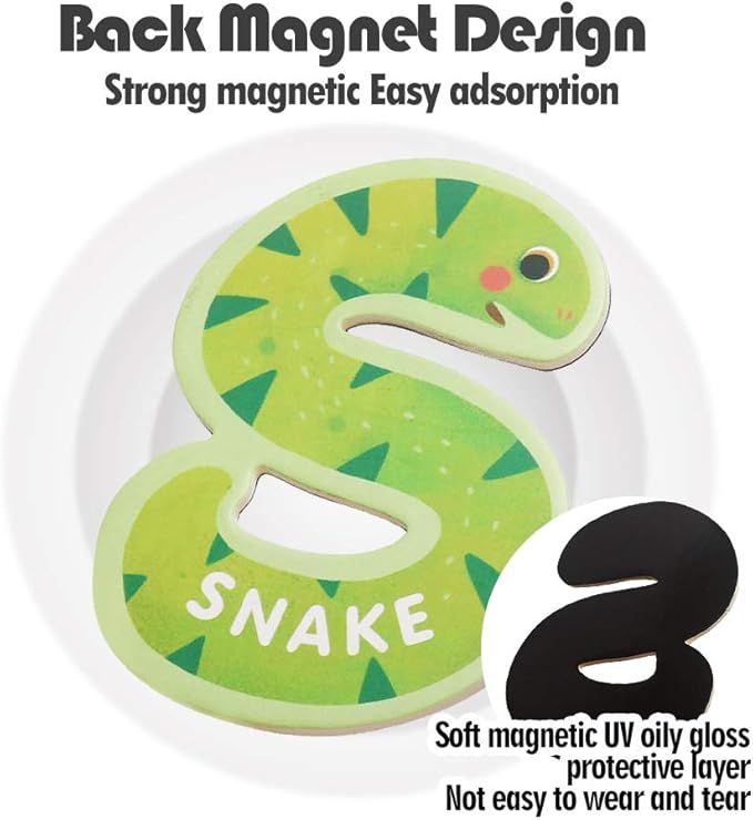 JOCHA ABC Letter Cute Animals Fridge Jumbo Large Alphabet Magnets Preschool Learning Spelling Stick Refrigerator Magnetic Uppercase Colorful Game Toys Set for Kids Toddlers 3 4 5 Years Old