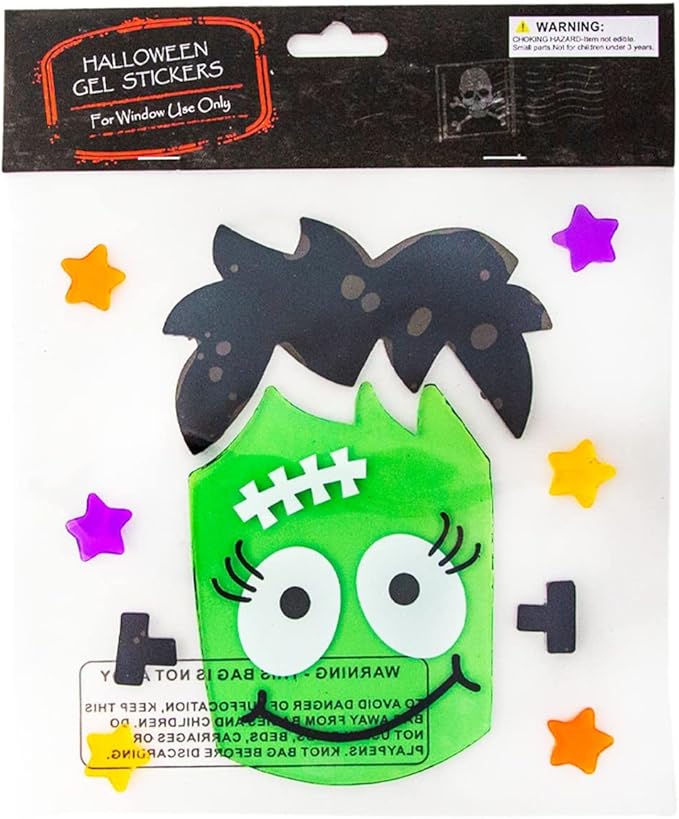 Fall Halloween Gel Sticker Window Clings Decoration Bundle with Ghost Bat Black Cat