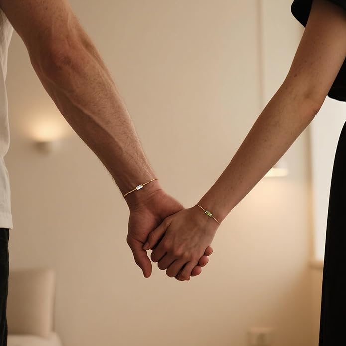 Birthstone Gold Bracelets for Women Girls Non Tarnish - Trendy Dainty 14K Gold Plated Bracelet Friendship CZ Bracelets Anniversary Birthday Gifts for Mom Girlfriend