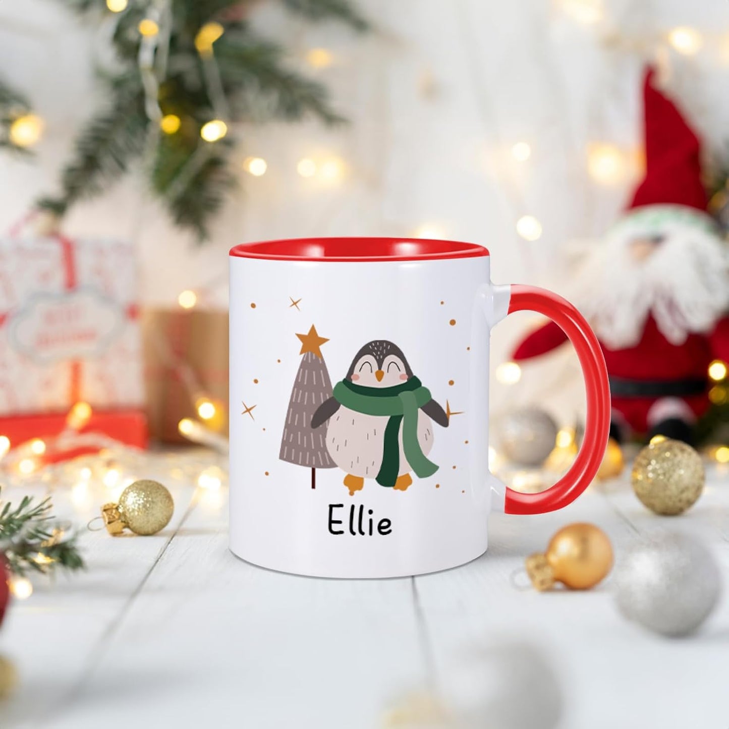 Christmas Gifts for Kids, Personalized Name Christmas Coffee Mug, Cute Hot Chocolate Cocoa Mug, Winter Holiday Cups for Children, Customized Christmas Birthday Gifts for Women Families Friend