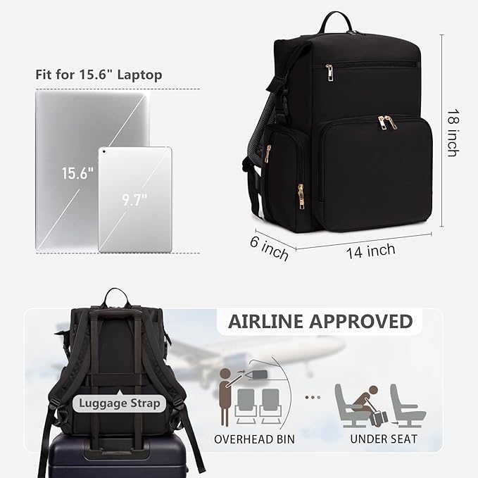 CEI-CEI Neoprene Diaper Bag Backpack with Changing Pad, Large Newborn Baby Maternity Bags Travel Tote with Insulated Pockets (Black)