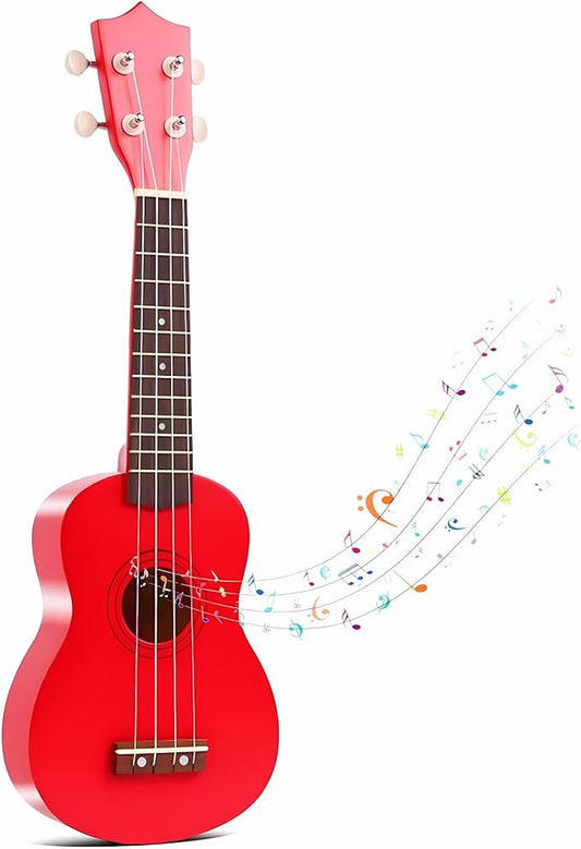 21 Inch Wooden Kids Toddler Child Children Acoustic Guitar Musical Instruments Ideal for 3-9 Year Old Boys Girls Gifts (Red)