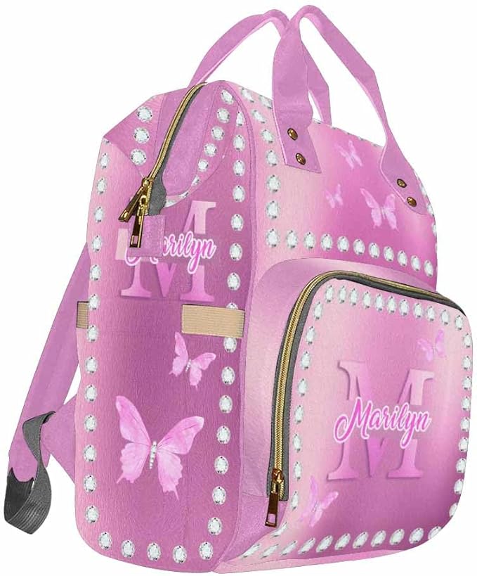 D-Story Customize Baby Backpack for Baby, Personalized Diaper Bag with Butterfly Design
