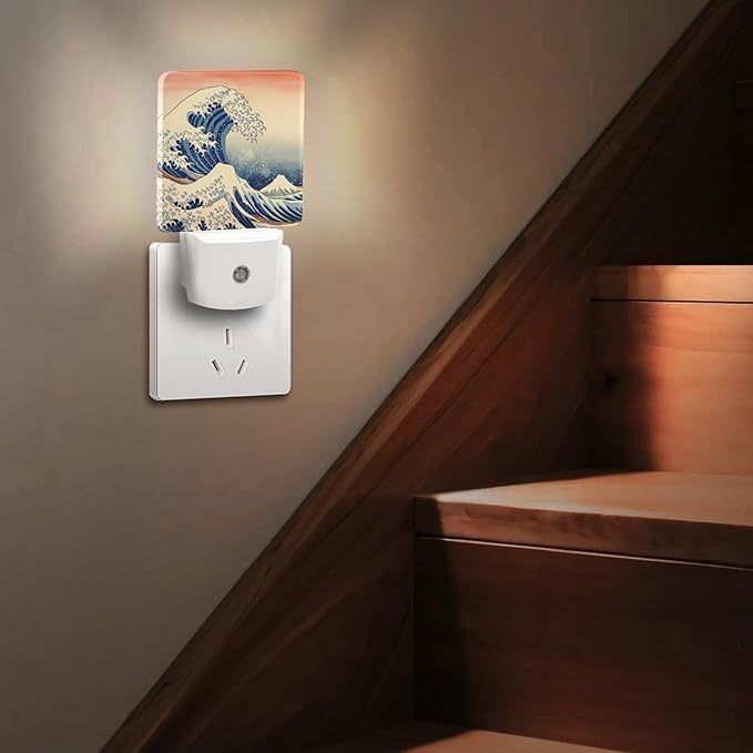 Ocean Waves Night Light, Plug into Wall Decor Nightlights for Bedroom, Bathroom, Hallway, Kitchen, with Dusk to Dawn Light Auto Sensors LED Night Lights for Boys Girls Women Men Room Gifts