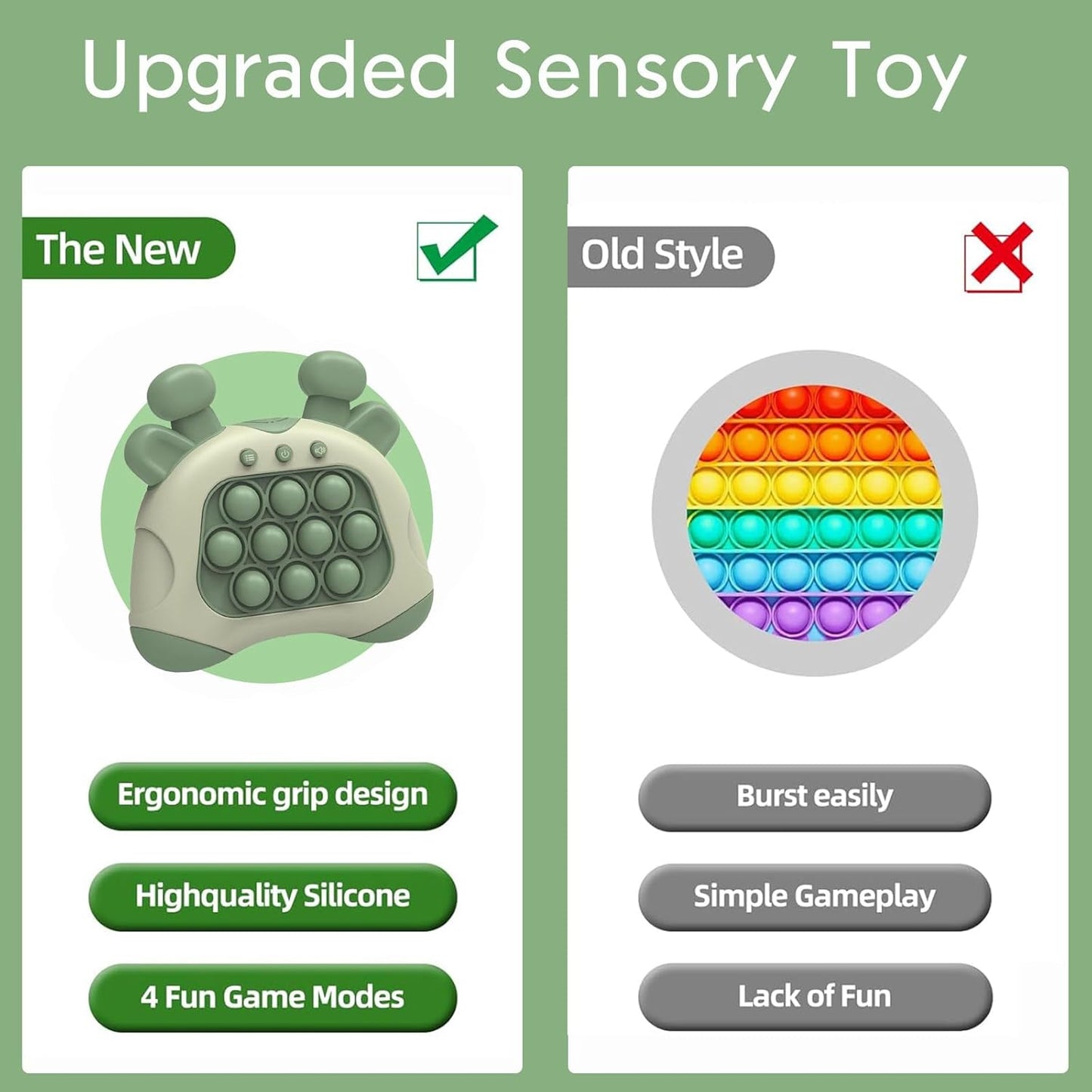 Pop Fidget Toys Handheld Game for Teens, Push Bubble Light up Puzzle Game Machine & Best Gifts for Kids, Quick Push Games Educational Sensory Toys, Stress Relief Party Favors Toy Age 3 -12 (Deer-G)