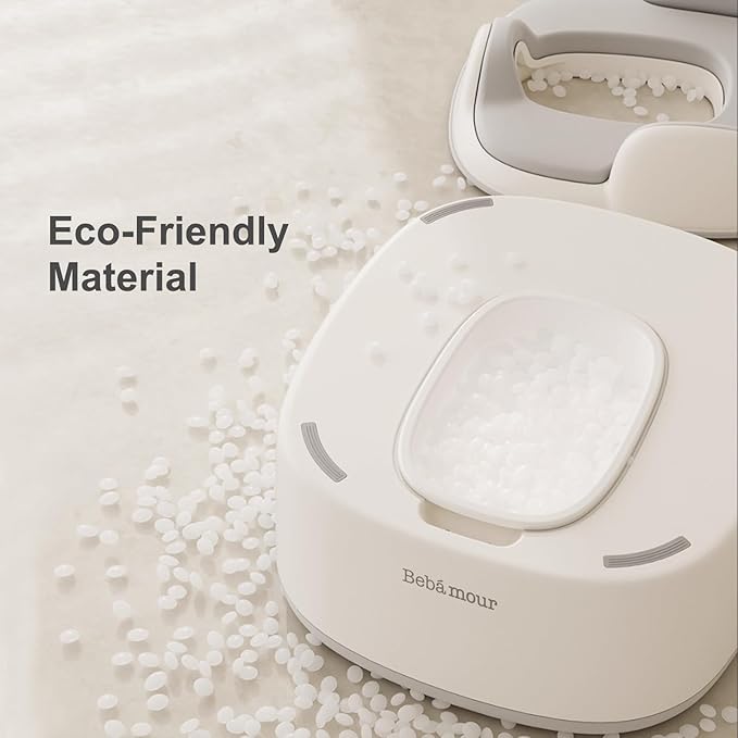 Bebamour Potty Training Toilet 3 in 1 Multi-Functional Potty Seat Detachable Baby Potty Step Stool Anti-Slip Stable Potty Training Toilet with 100 Pack Trash Bags for Baby Toddler Kids(Grey)