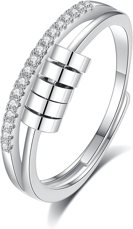 INFUSEU Funny Spinner Fidget Rings for Women Girls Anti Anxiety Stress Worry, Adjustable Size