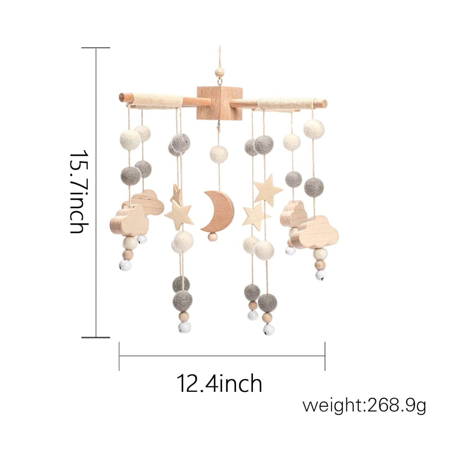 Baby Mobile for Crib | Baby Crib Nursery Mobile Star Moon for Baby Boys and Girls | Boho Nursery Decor | Baby Shower Set for Infant Bedroom Hanging Decoration