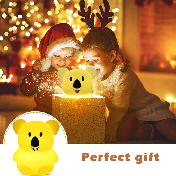 WHA&DARREN Large Koala Night Light for Kids,Cute Baby Lamp, Silicone Bedside Lamp,Portable Night Light for Kids Room, Rechargeable Animal Lights for Girls and Boys
