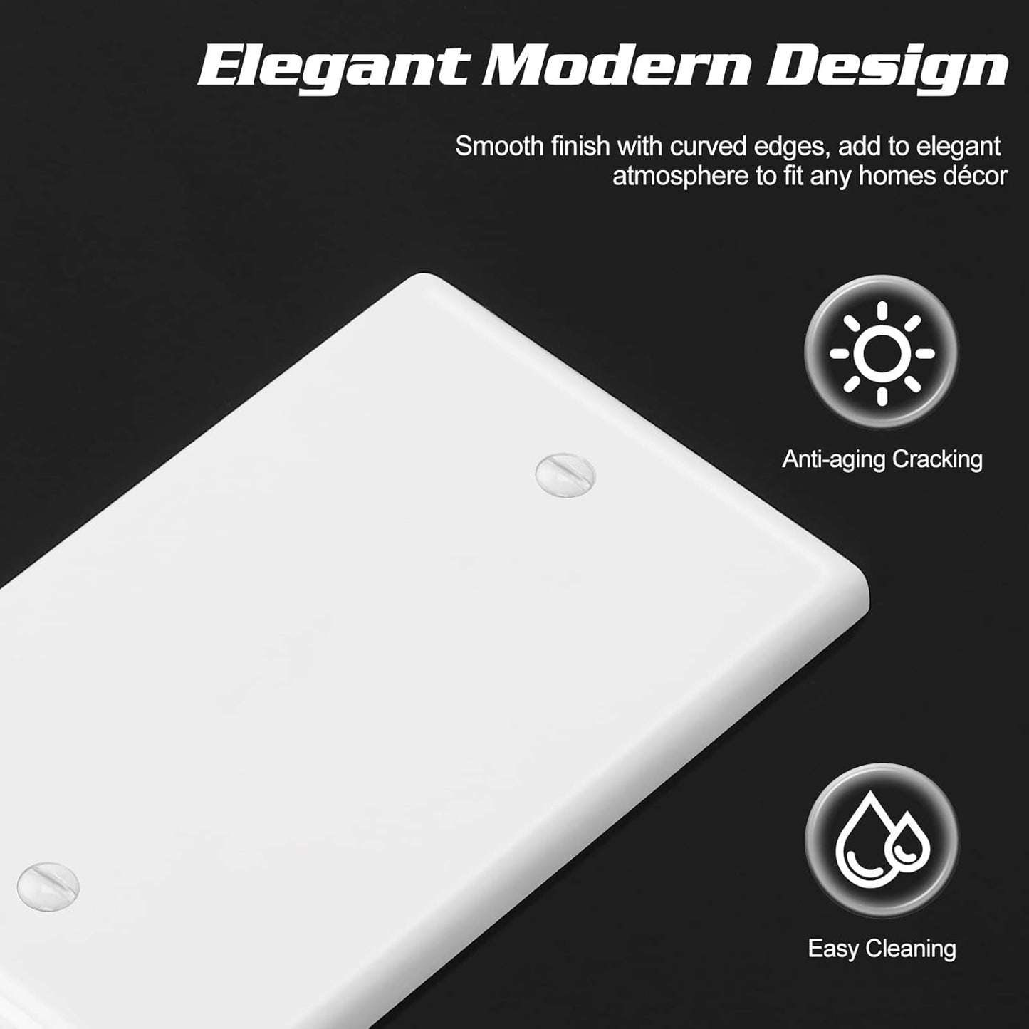 Decorator Wall Plate Blank Switch Plate Outlet Cover,Unbreakable Polycarbonate Thermoplastic, White (4-Pack, Single Blank-White)