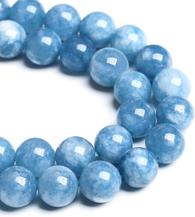 10MM 38PCS Blue Aquamarine Jade Loose Beads for Jewelry Making DIY Bracelet