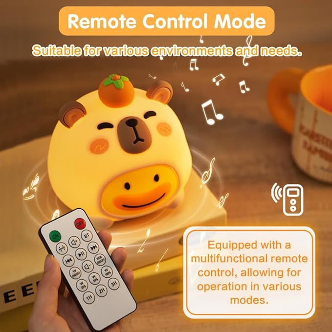 Baby Sound Machine, 20 Soothing Sounds White Nosie for Sleeping, Rechargeable Night Light with Speaker, 3 Brightness Levels Remote and Tap Control, Nursey Lamp for Baby, Kids Bed Room (Capybala)