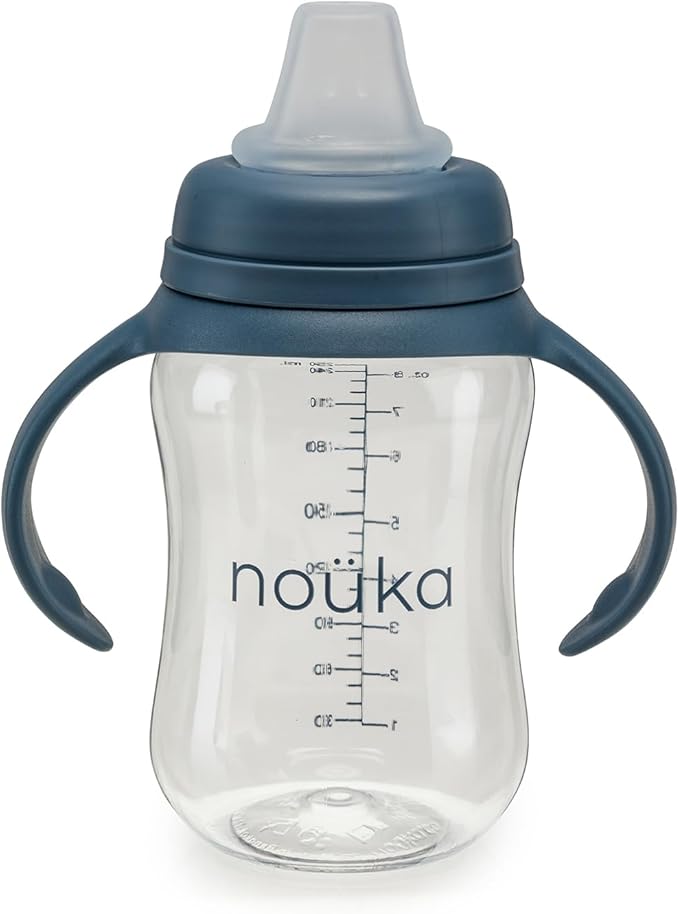 nouka Soft Spout Tritan Sippy Cup | Leak Proof and Easy Grip | Removable Handles | Deep Ocean