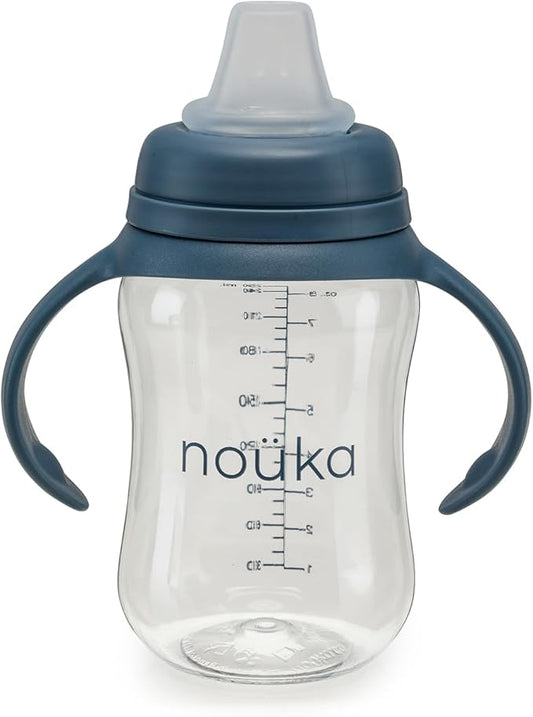 nouka Soft Spout Tritan Sippy Cup | Leak Proof and Easy Grip | Removable Handles | Deep Ocean