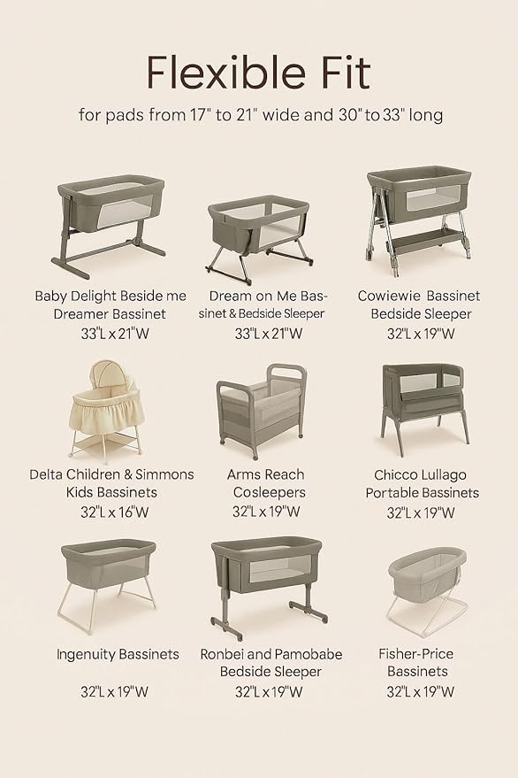 Muslin Bedside Bassinet Sheets 2 Pack, 33x20 Fitted Ultra Soft & Breathable Bedside Sleeper Sheets, Ideal for Baby Girl and Boy, Perfect for Newborns (Beige & Mustard Yellow)