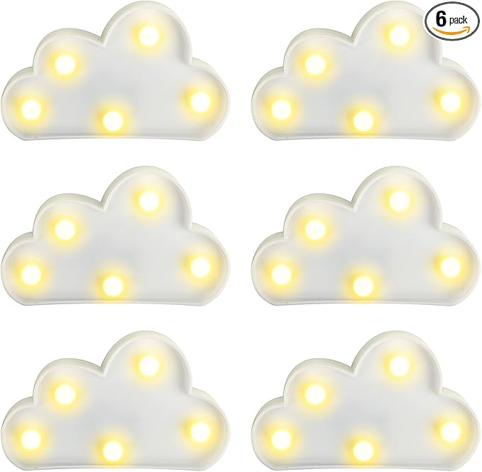 clothmile 6 Pcs LED Cloud Night Light Can Be Hung On The Wall Kids Room Room Light, Suitable for Birthday Party Holiday Decoration Baby Room Nursery Decoration (Clound-6pcs)