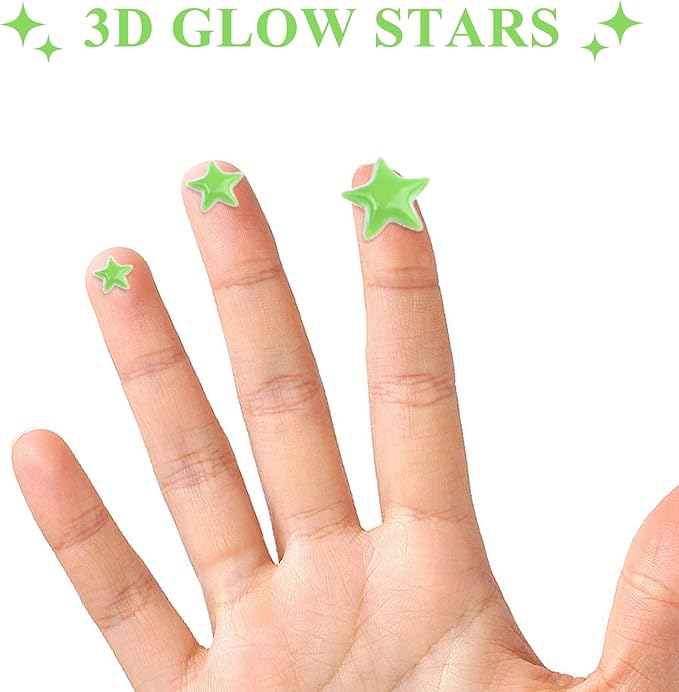 Glow in The Dark Stars Decals Decor 633 Pcs Luminous Dot Stars, 3D Starry Stars Glow in The Dark Stickers for Ceiling or Wall and Kids Bedroom Décor