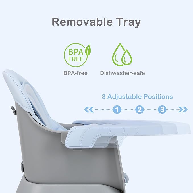 INFANS 9 in 1 High Chair, Convertible Baby Highchair for Babies and Toddlers, Table and Chair Set Building Block Infant Dining Booster Seat, Kids Stool with Activity Children Play Kitchen (Blue)